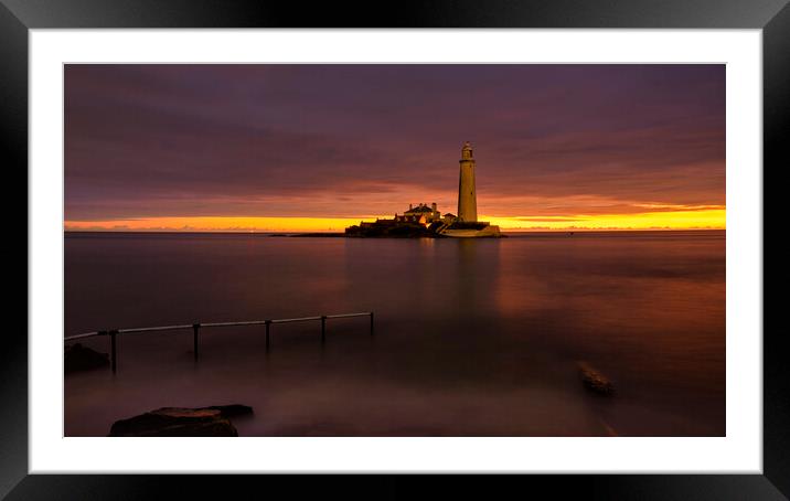St Mary's Lighthouse Whitley Bay at First Light Framed Mounted Print by Tim Hill