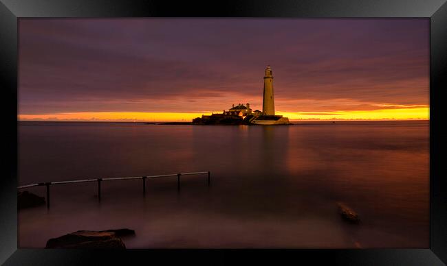 St Mary's Lighthouse Whitley Bay at First Light Framed Print by Tim Hill