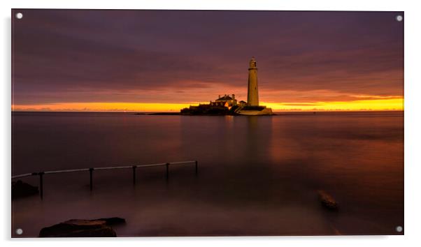 St Mary's Lighthouse Whitley Bay at First Light Acrylic by Tim Hill