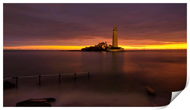 St Mary's Lighthouse Whitley Bay at First Light Print by Tim Hill