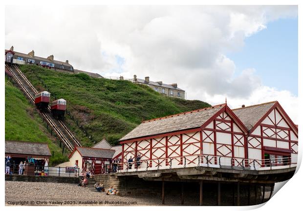 Seaside clifftop tram Print by Chris Yaxley