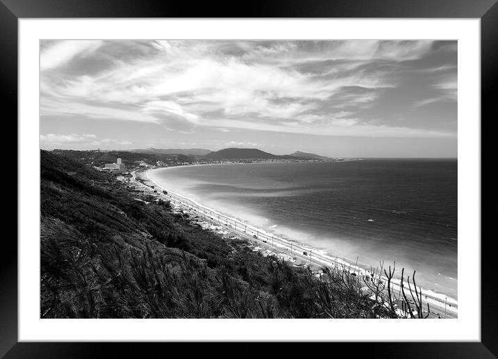 Rhodes coast view, monochrome Framed Mounted Print by Paul Boizot