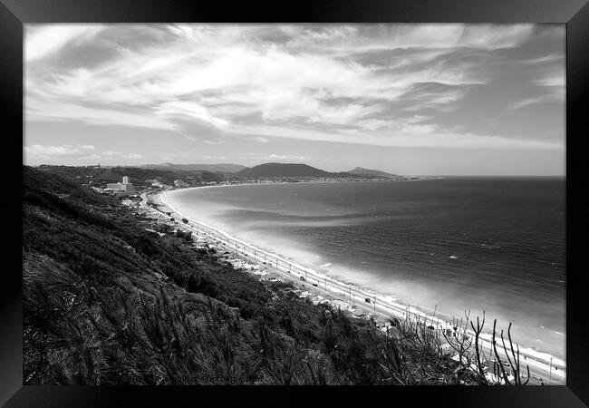 Rhodes coast view, monochrome Framed Print by Paul Boizot