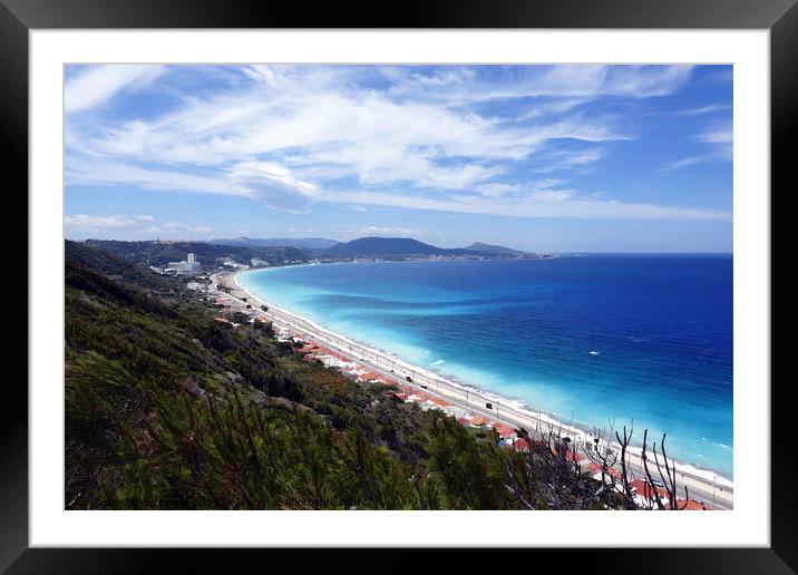 Rhodes coast view, paint effect Framed Mounted Print by Paul Boizot