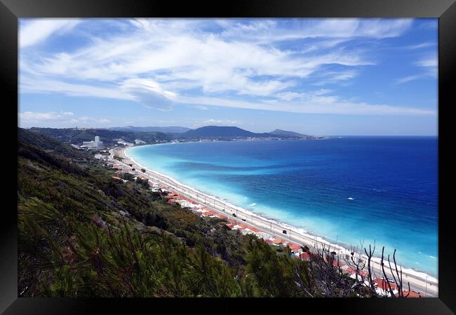 Rhodes coast view, paint effect Framed Print by Paul Boizot