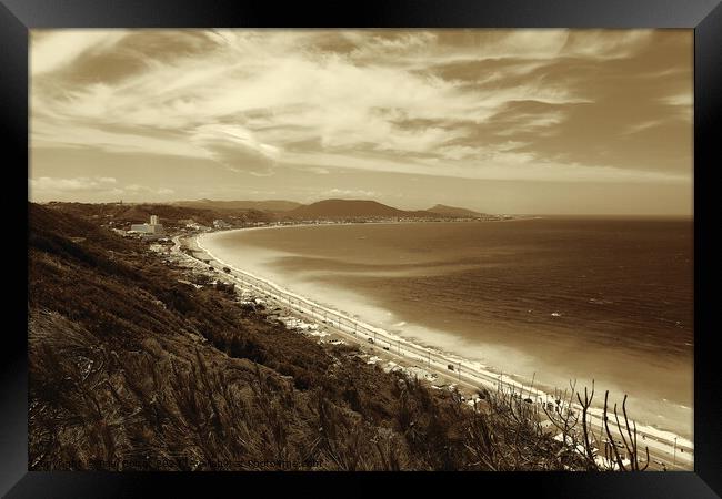 Rhodes coast view, sepia Framed Print by Paul Boizot