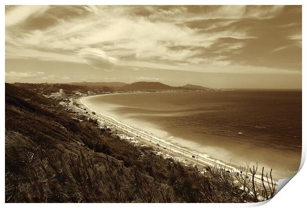 Rhodes coast view, sepia Print by Paul Boizot
