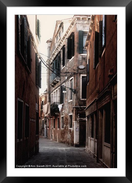 Venice Backstreet Framed Mounted Print by Ann Garrett