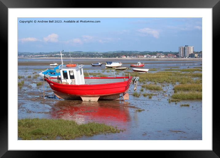 Boats ashore Morecambe Framed Mounted Print by Andrew Bell