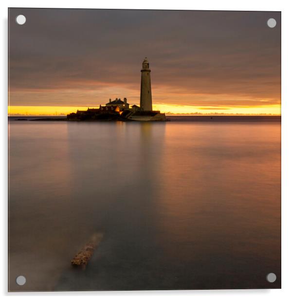 St Marys Lighthouse First Light Acrylic by Steve Smith