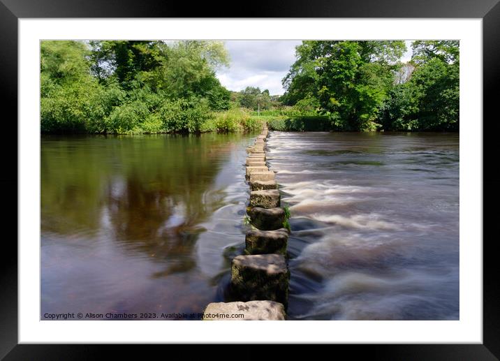 River Wharf Stepping Stones Framed Mounted Print by Alison Chambers