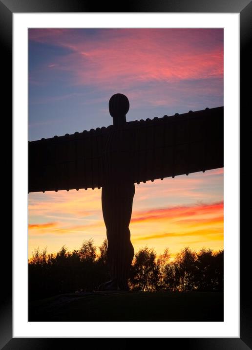 Fiery Sunset at the Angel of the North Framed Mounted Print by Rob Cole