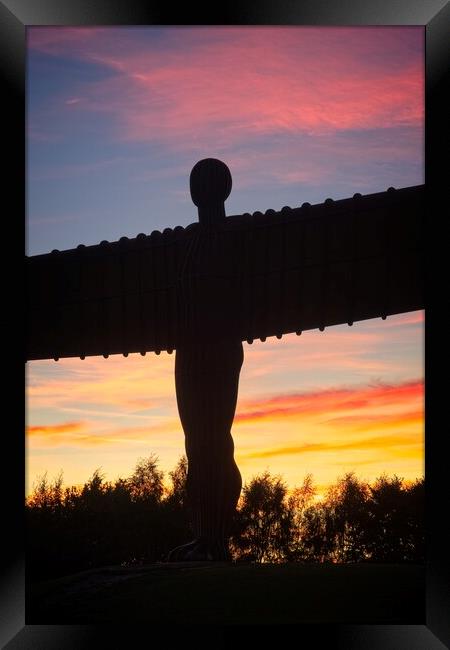 Fiery Sunset at the Angel of the North Framed Print by Rob Cole