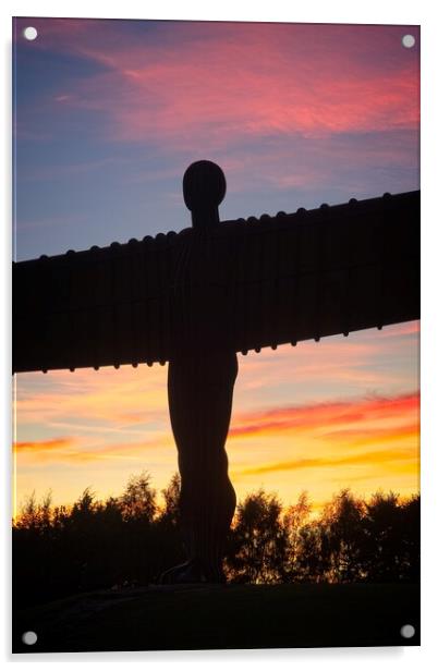 Fiery Sunset at the Angel of the North Acrylic by Rob Cole