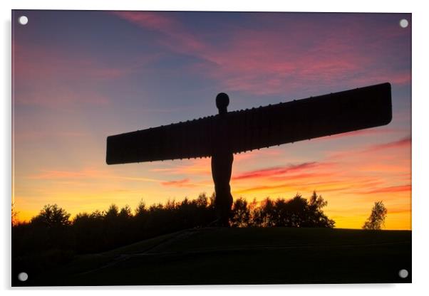 Fiery Sunset at the Angel of the North Acrylic by Rob Cole