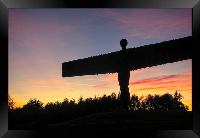 Fiery Sunset at the Angel of the North Framed Print by Rob Cole