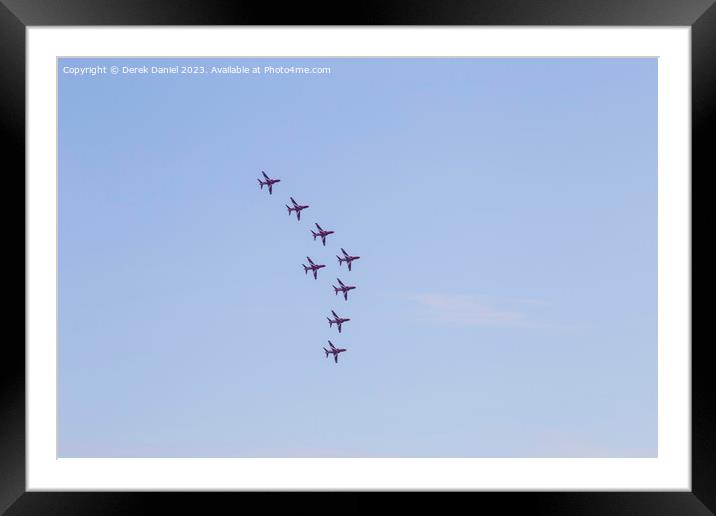 Red Arrows formation flying display at Bournemouth Framed Mounted Print by Derek Daniel