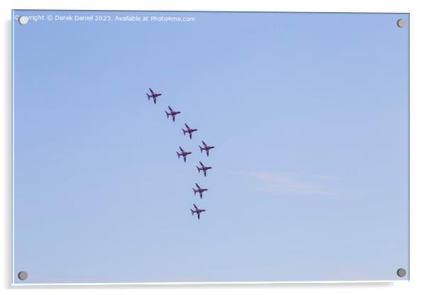 Red Arrows formation flying display at Bournemouth Acrylic by Derek Daniel