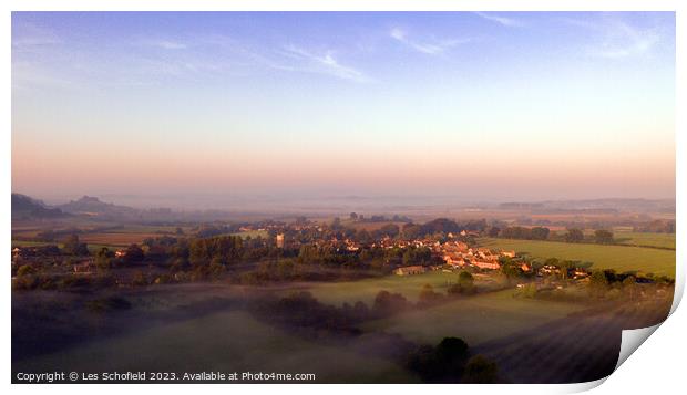 Sunrise at Ham hill Somerset Print by Les Schofield