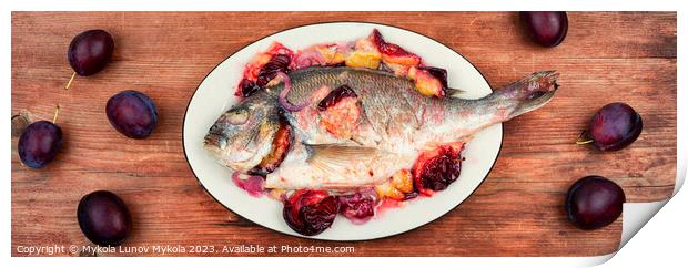Dorado fish baked, healthy food. Print by Mykola Lunov Mykola