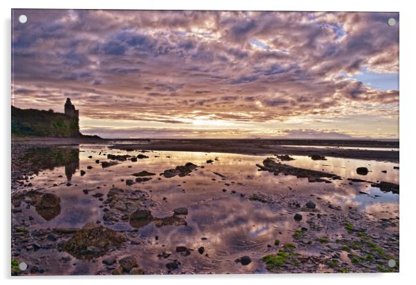 Greenan Castle and Isle of Arran panorama Acrylic by Allan Durward Photography