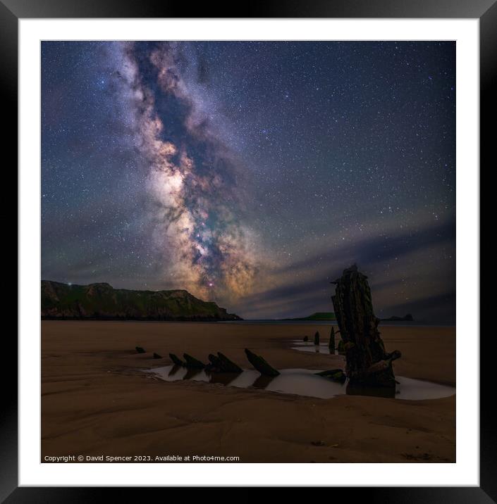Milkyway at Rhossilli  Framed Mounted Print by David Spencer