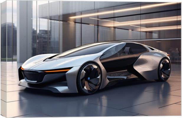 A futuristic electric car concept. Canvas Print by Michael Piepgras