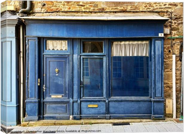 A blue French house front  Canvas Print by Christopher Marchant