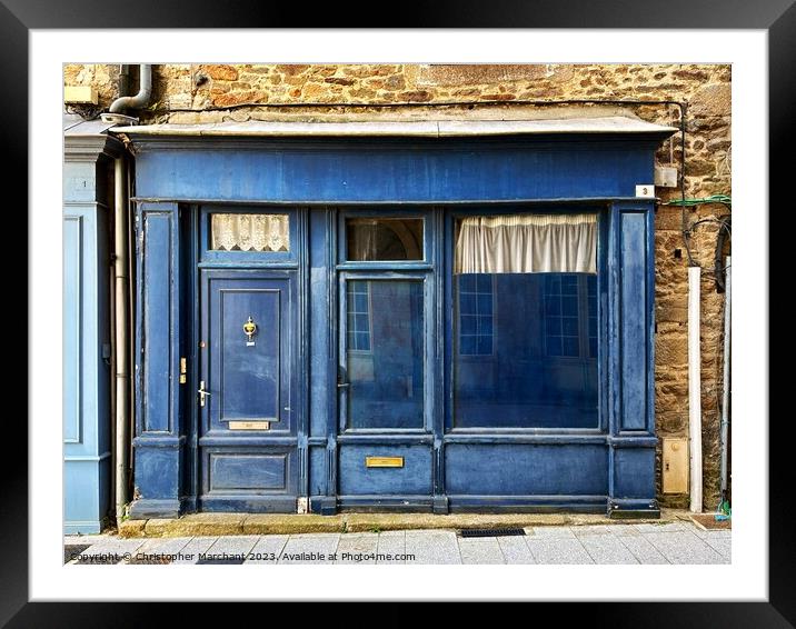 A blue French house front  Framed Mounted Print by Christopher Marchant