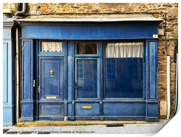 A blue French house front  Print by Christopher Marchant
