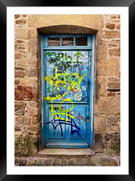 Graffitied door  Framed Mounted Print by Christopher Marchant