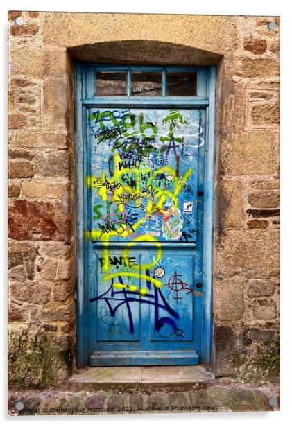 Graffitied door  Acrylic by Christopher Marchant