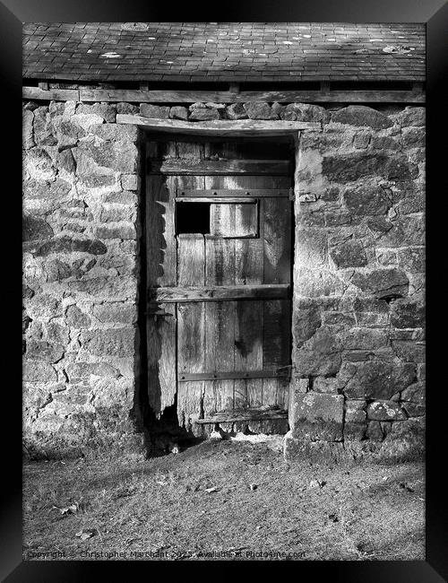 Abandoned stables door  Framed Print by Christopher Marchant