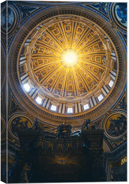 St Peters Basilica Interior Dome In Vatican Canvas Print by Artur Bogacki