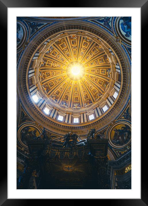 St Peters Basilica Interior Dome In Vatican Framed Mounted Print by Artur Bogacki
