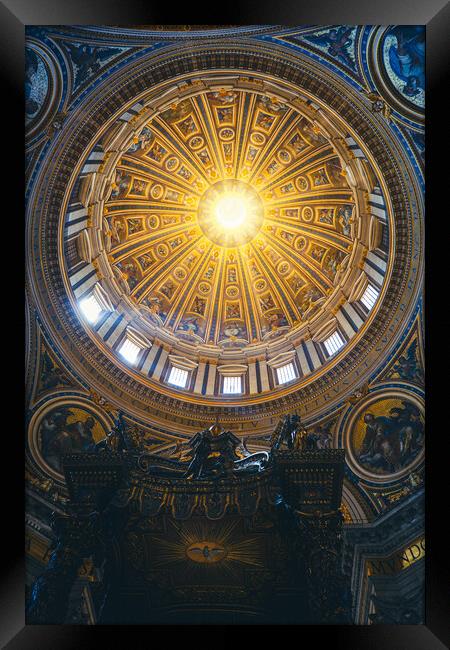 St Peters Basilica Interior Dome In Vatican Framed Print by Artur Bogacki