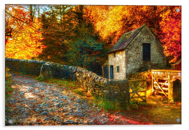 Milldale Peak District in Autumn  Acrylic by Alison Chambers