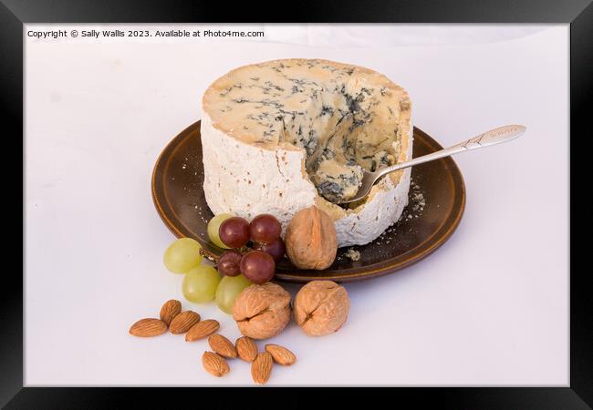 Stilton Cheese with grapes & walnuts Framed Print by Sally Wallis