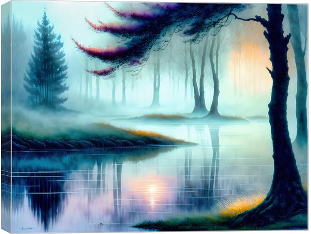 Dreamy Aqua Reflections Canvas Print by Roger Mechan