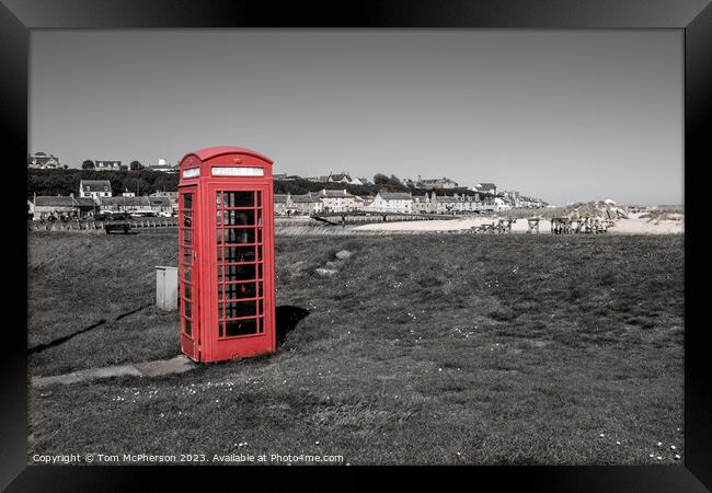 Iconic Red Phone Box: Lossiemouth's Pride Framed Print by Tom McPherson