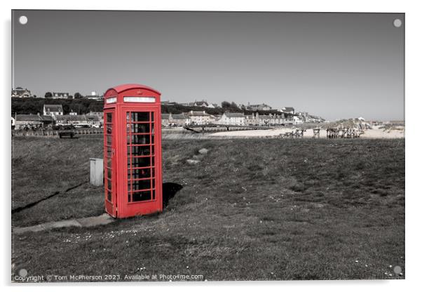 Iconic Red Phone Box: Lossiemouth's Pride Acrylic by Tom McPherson