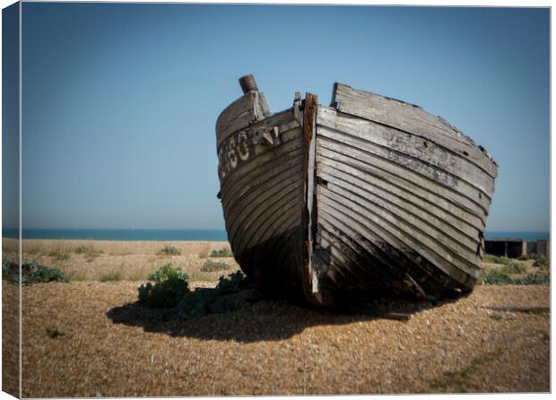 Dungeness shipwreck  Canvas Print by Victoria Bowie