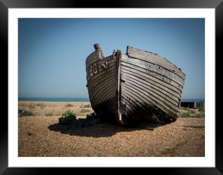 Dungeness shipwreck  Framed Mounted Print by Victoria Bowie