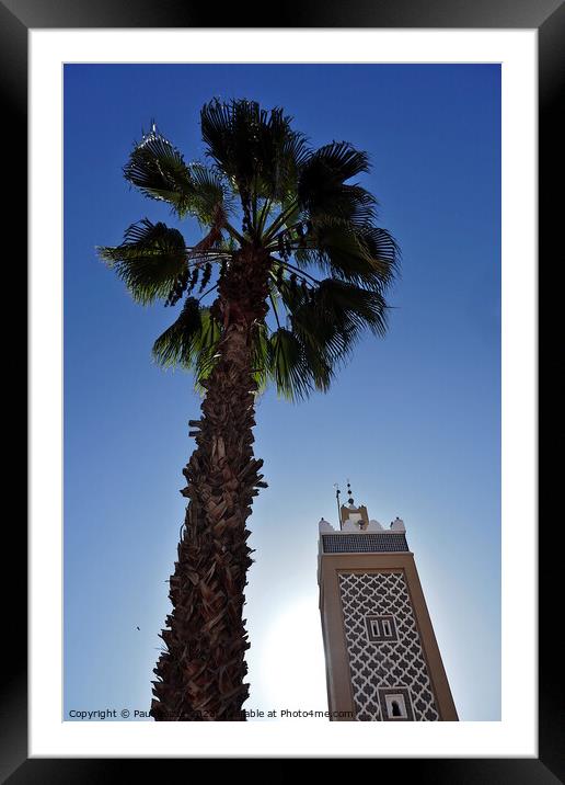 Palm tree and minaret, Taroudant  Framed Mounted Print by Paul Boizot