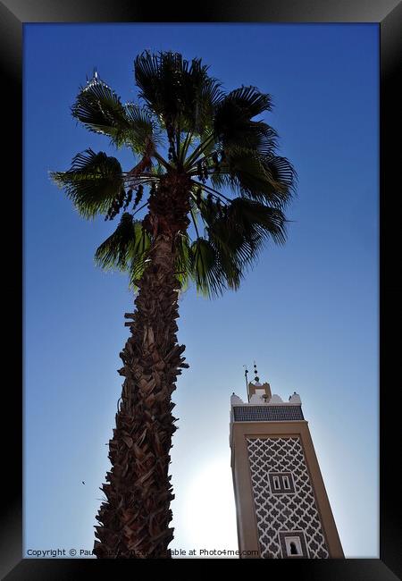 Palm tree and minaret, Taroudant  Framed Print by Paul Boizot