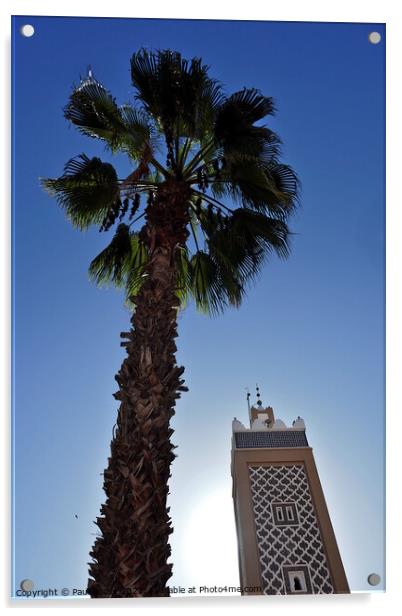Palm tree and minaret, Taroudant  Acrylic by Paul Boizot