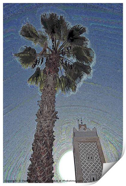 Palm tree and minaret, Taroudant, oversharpened Print by Paul Boizot