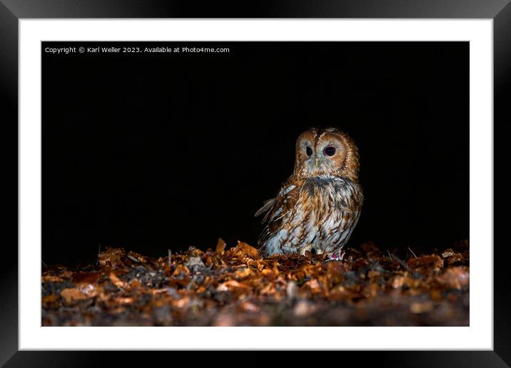 The Tawny at night Framed Mounted Print by Karl Weller