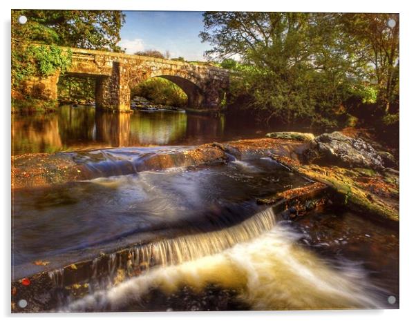 Hill Bridge and River Tavy Acrylic by Darren Galpin