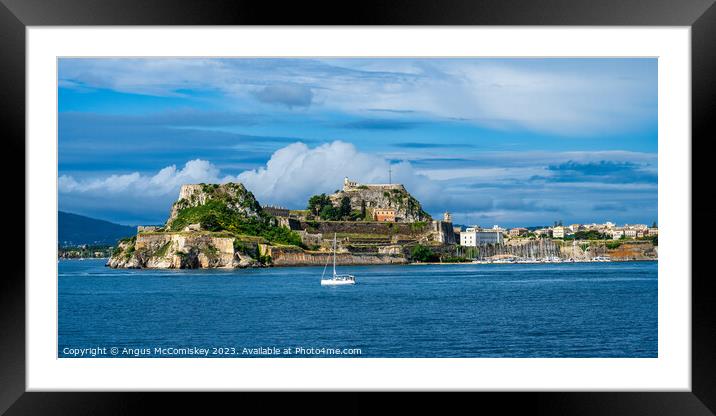 Panoramic view of the Old Fortress of Corfu Greece Framed Mounted Print by Angus McComiskey